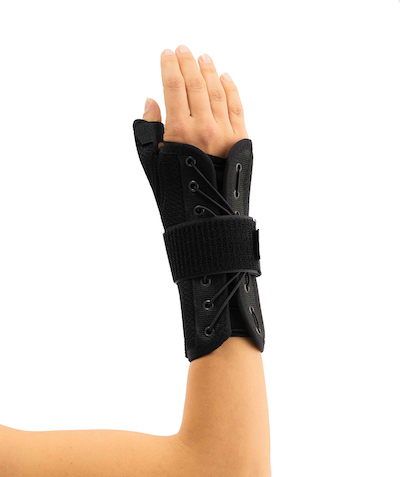 static hand & wrist splint with thumb support unisize black color (airtex fabric)